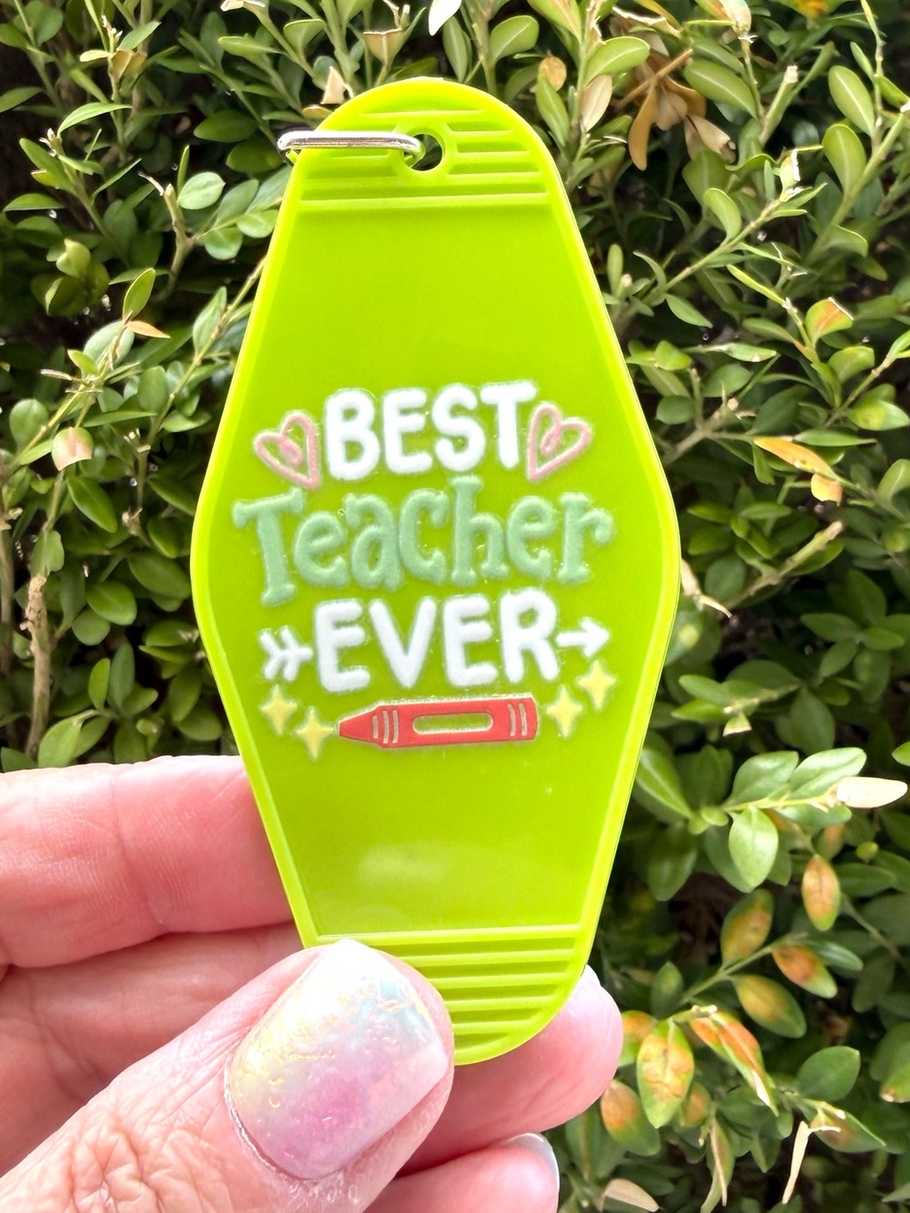 Vintage style motel key 3.5” keychain teacher gift idea